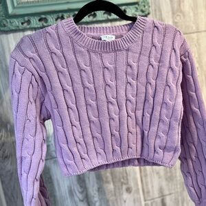 Women’s Lavender Le Lis Cropped Cable Knit Sweater